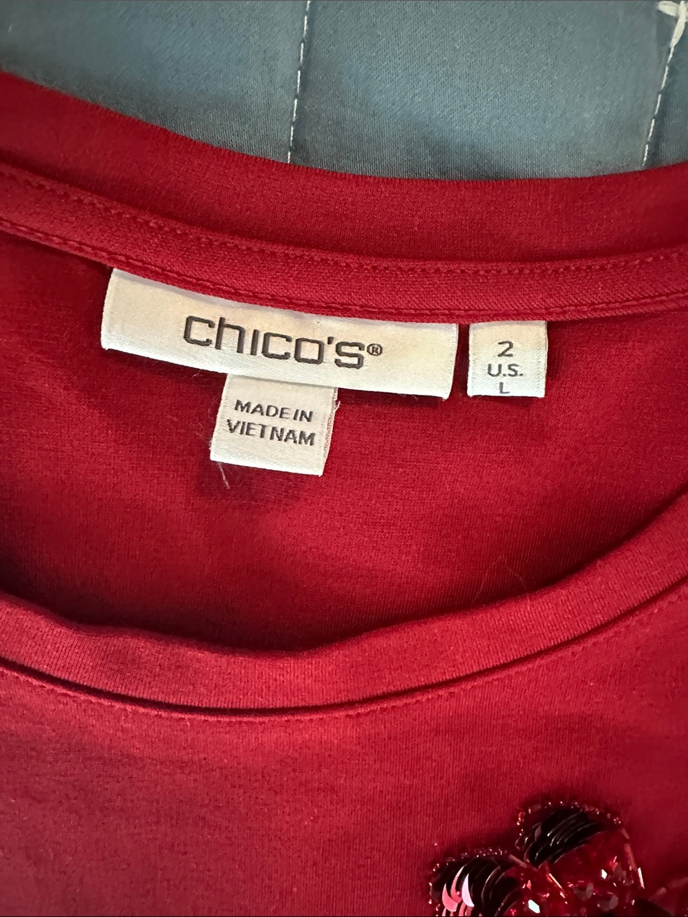 Chico's Scarlet Ponte Tunic with Floral Sequin Accent - Picture 7 of 12